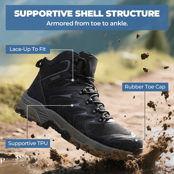 Armadillo 3 Men’s Waterproof High-Rebound Hiking Boots - BLACK/GREY - 6