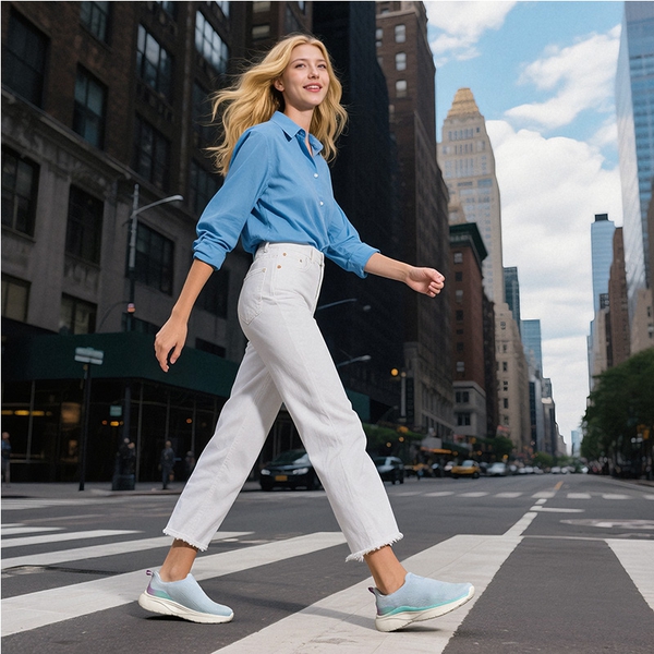 Women’s Breathable Slip-On Walking Shoes - LIGHT BLUE - 7