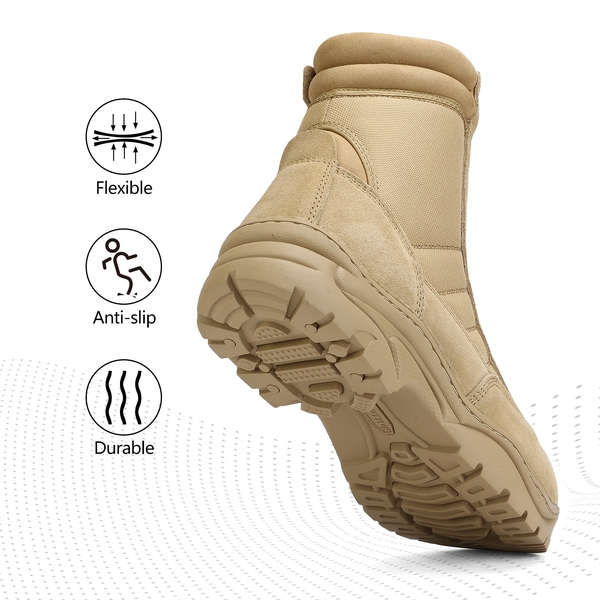 Men’s Leather Oxford Anti-Slip Military Boots - SAND-SUEDE - 1