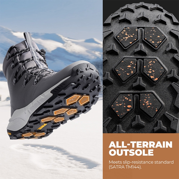 Men’s Waterproof Insulated Winter Snow Boots - DARK GREY - 9