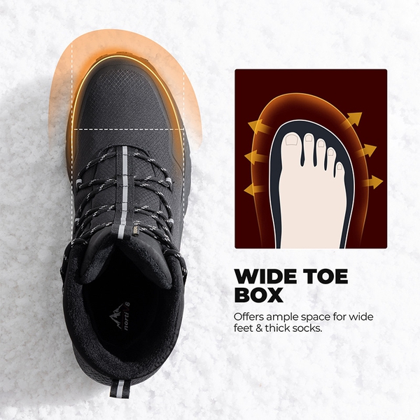 Men’s Waterproof Insulated Winter Snow Boots - BLACK - 5