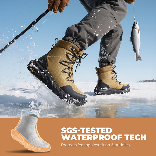 Men’s Waterproof Insulated Winter Snow Boots - LIGHT TAUPE - 3