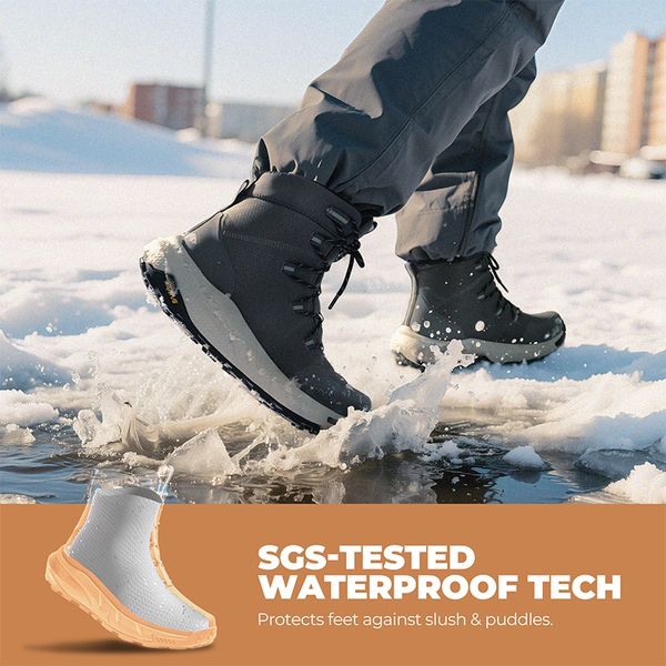 Men’s Waterproof Insulated Winter Snow Boots - DARK GREY - 3