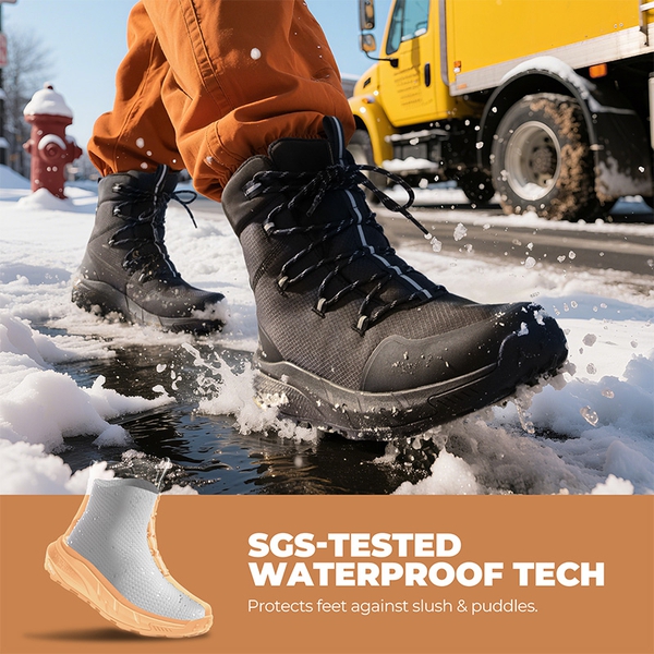 Men’s Waterproof Insulated Winter Snow Boots - BLACK - 3