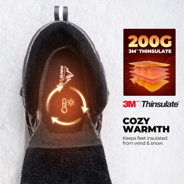 Men’s Waterproof Insulated Winter Snow Boots - DARK GREY - 4