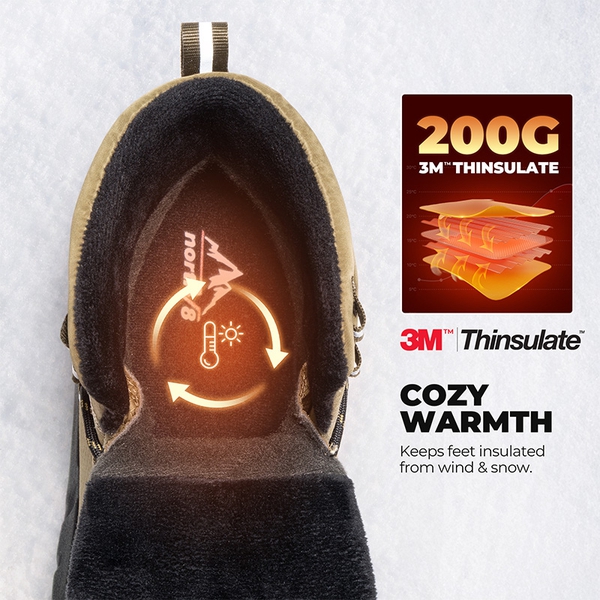 Men’s Waterproof Insulated Winter Snow Boots - LIGHT TAUPE - 4