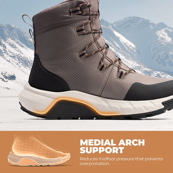 Men’s Waterproof Insulated Winter Snow Boots - BLACK/COFFEE - 6