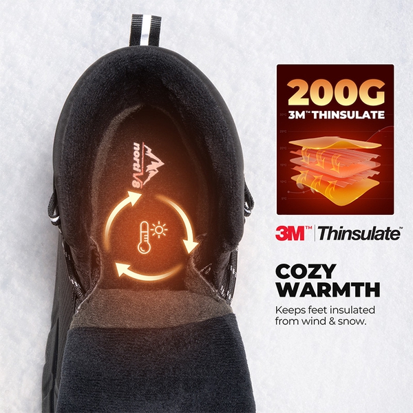 Men’s Waterproof Insulated Winter Snow Boots - BLACK - 4