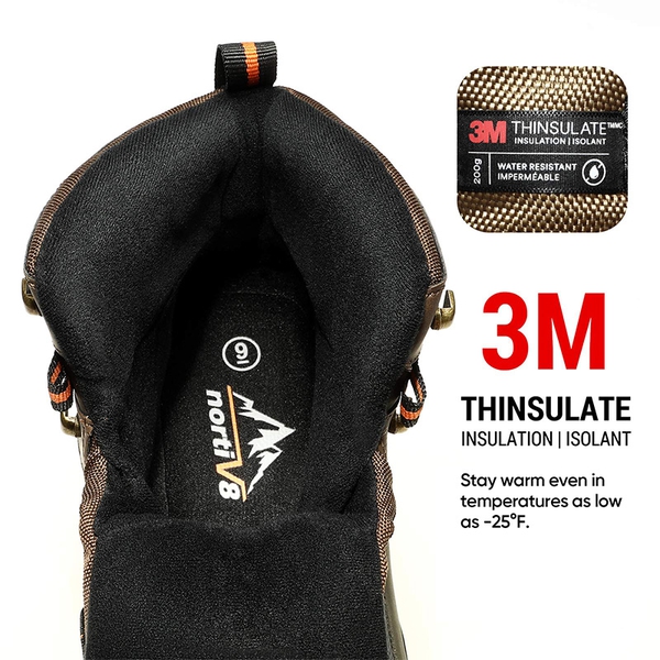 Men's Non-Slip Waterproof Winter Snow Boots - BROWN BLACK - 2