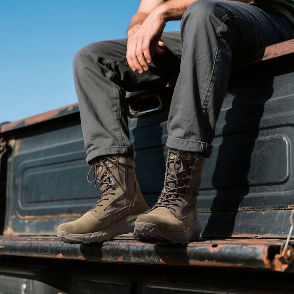 [Peakforce] Men's Breathable Tactical Military Work Boots - OLIVE - 6