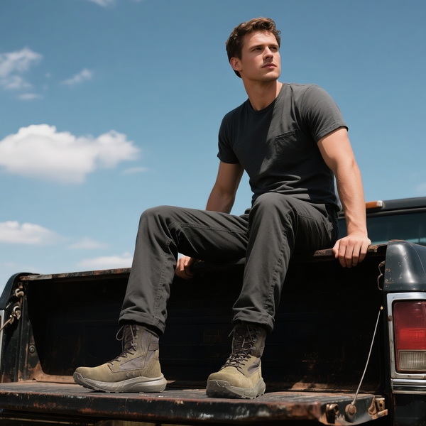 [Peakforce] Men's Breathable Tactical Military Work Boots - OLIVE - 7