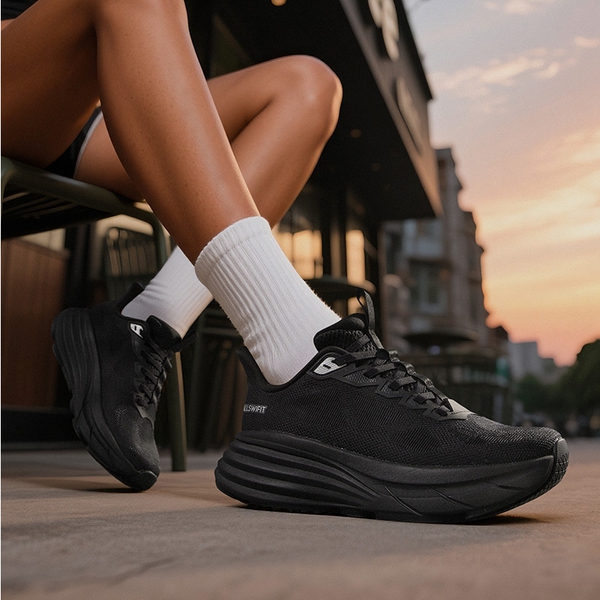 Women’s Slip-On Arch Support Running Shoes - ALL BLACK - 7