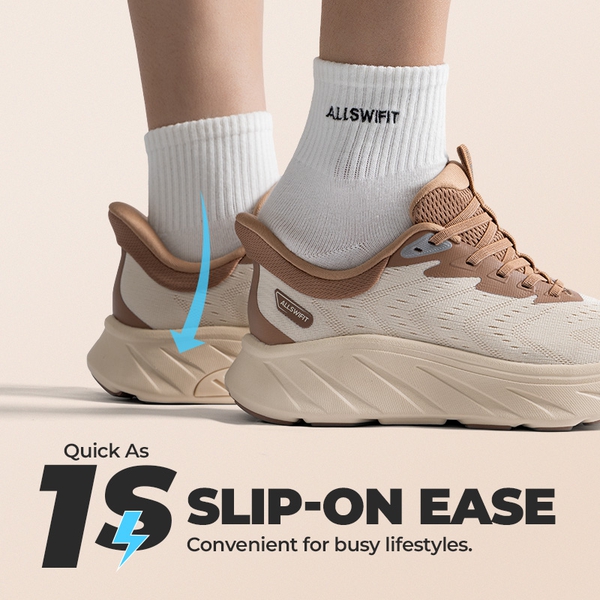 Women’s Lightweight Slip-On Walking Shoes - BEIGE/KHAKI - 6