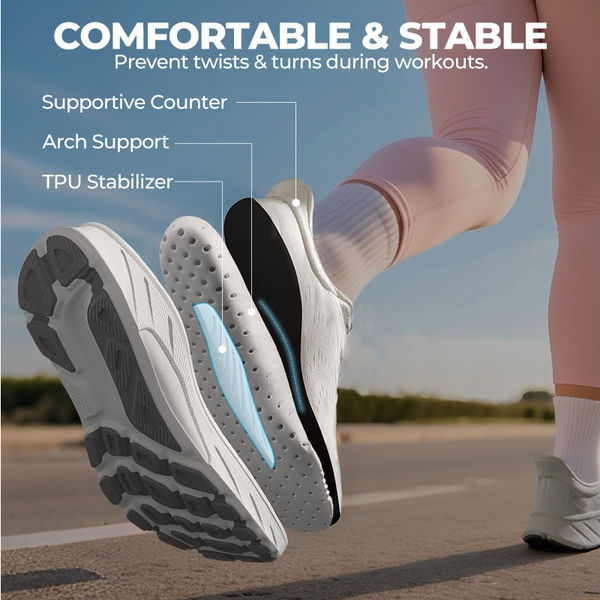 Women’s Lightweight Slip-On Walking Shoes - WHITE - 2