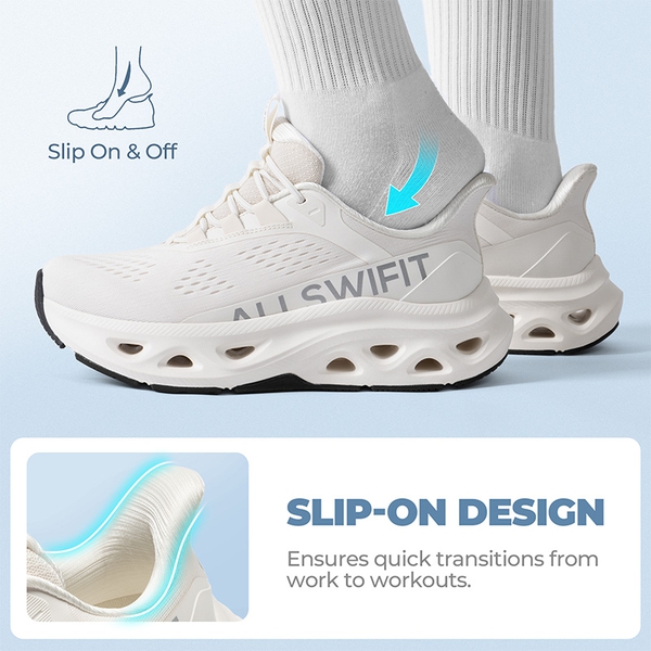 Women’s Slip-On Lightweight Walking Sneakers - WHITE - 5