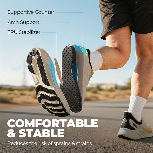 Men’s Lightweight Slip-On Walking Shoes - WHITE/ORANGE - 7