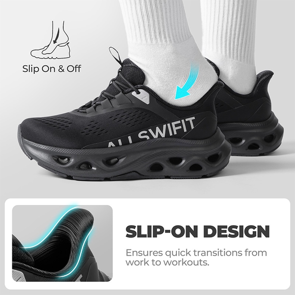 Women’s Slip-On Lightweight Walking Sneakers - ALL BLACK - 5