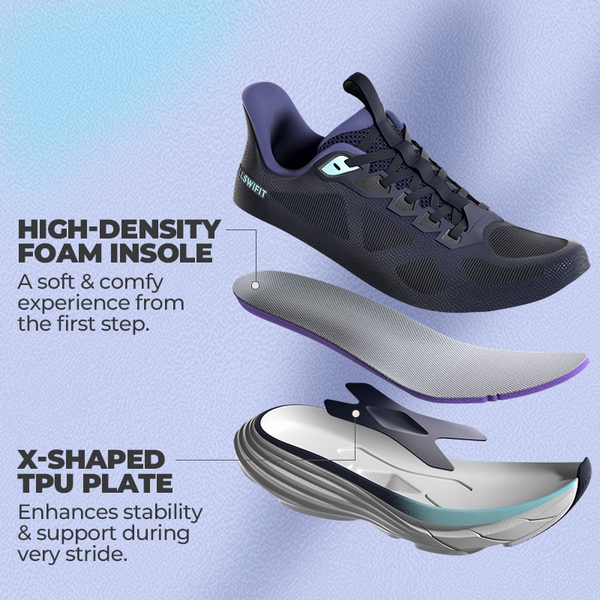 Women’s Slip-On Arch Support Running Shoes - BLUE - 4