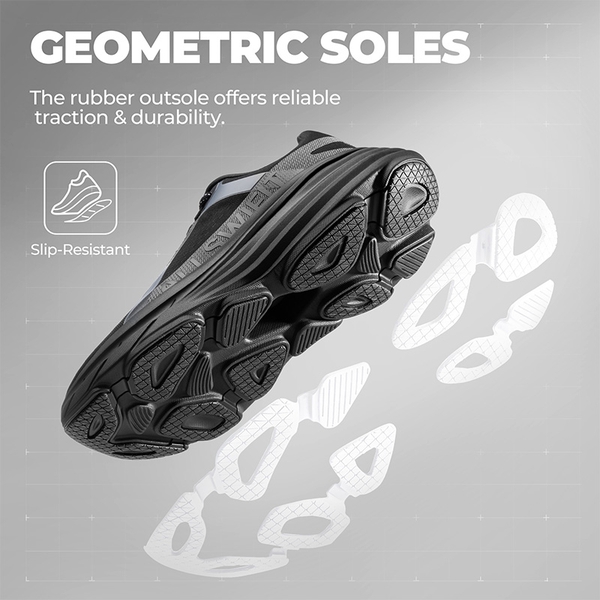 Men’s Breathable Lightweight Running Shoes - BLACK - 6