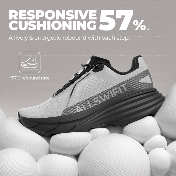 Men’s Breathable Lightweight Running Shoes - GREY/BLACK - 4