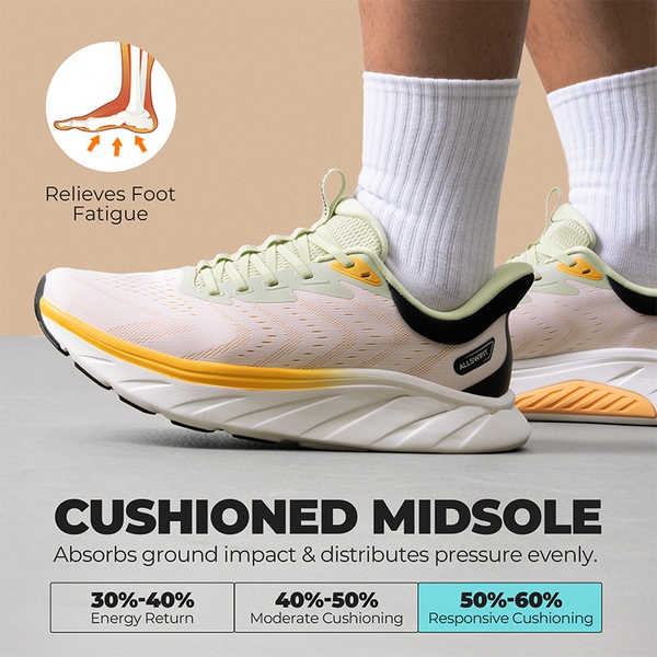 Men’s Lightweight Slip-On Walking Shoes - WHITE/ORANGE - 5