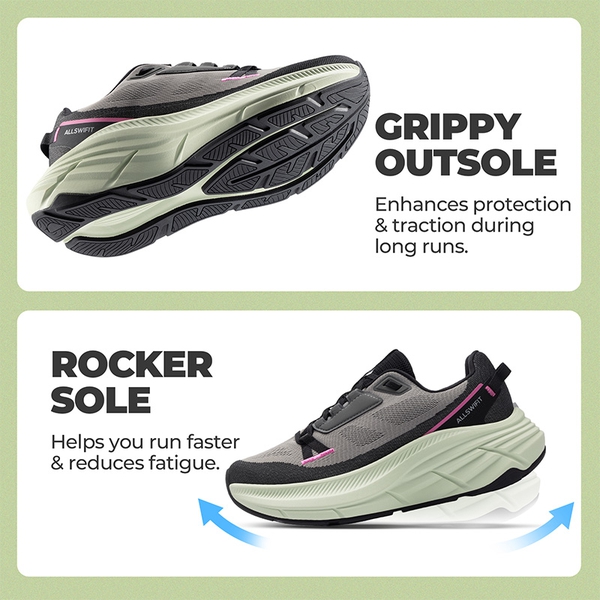 Women’s High-Rebound Cushion Running Shoes - BLACK/GREY - 4