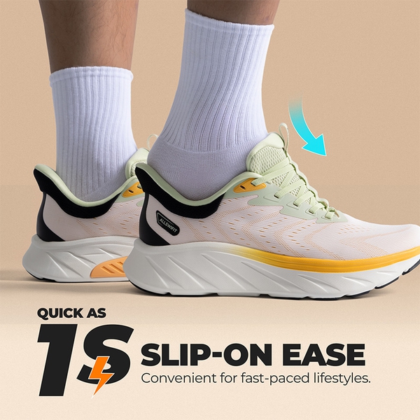 Men’s Lightweight Slip-On Walking Shoes - WHITE/ORANGE - 4