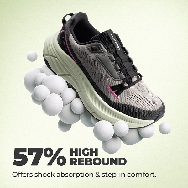 Women’s High-Rebound Cushion Running Shoes - BLACK/GREY - 5