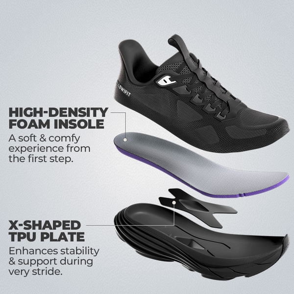 Women’s Slip-On Arch Support Running Shoes - ALL BLACK - 4