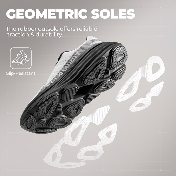 Men’s Breathable Lightweight Running Shoes - GREY/BLACK - 6