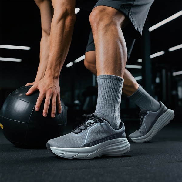Men’s Breathable Lightweight Running Shoes - GREY - 7