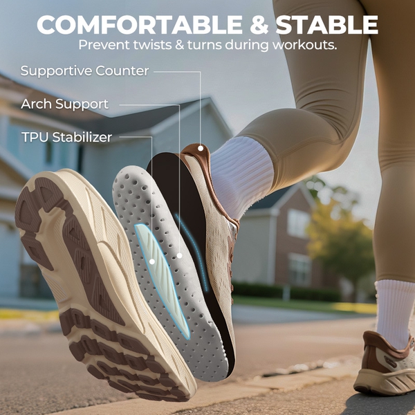 Women’s Lightweight Slip-On Walking Shoes - BEIGE/KHAKI - 2