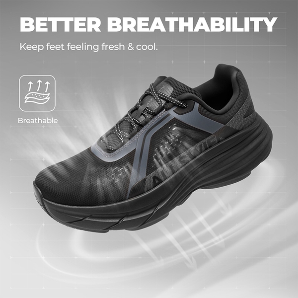 Men’s Breathable Lightweight Running Shoes - BLACK - 2