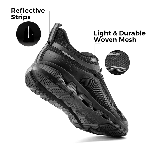 [MovePlush] Women's Lightweight Athletic Sneakers - ALL BLACK - 5