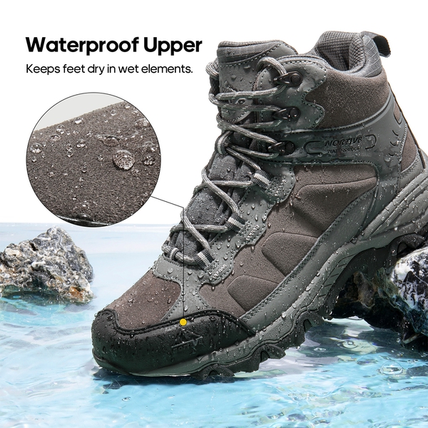 Men's Waterproof Hiking Boots - DARK GREY - 6