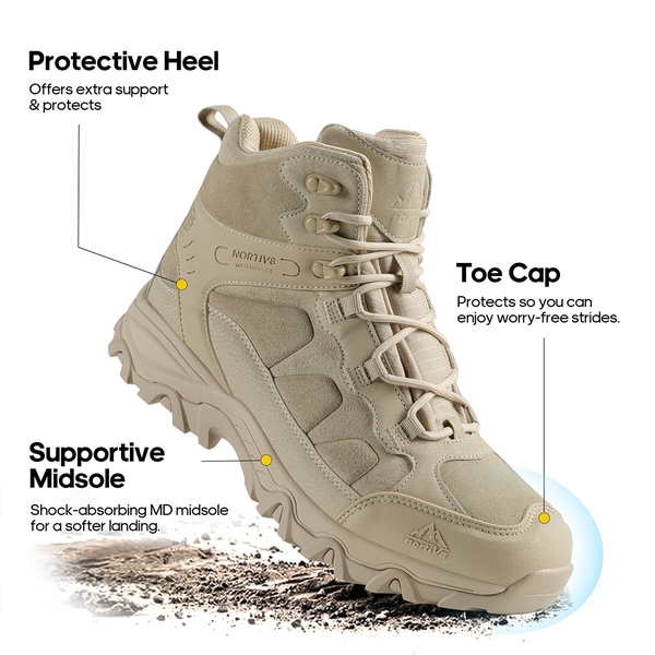 Men's Waterproof Hiking Boots - SAND - 5