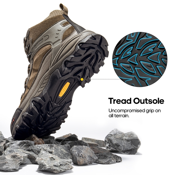 Men's Wide Suede Waterproof Hiking Boots【Wide Fit】 - COFFEE - 4