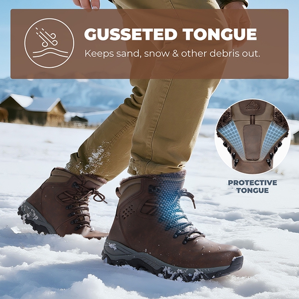 Men’s Durable Waterproof Winter Boots - DARK BROWN - 7