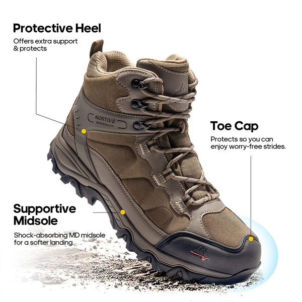 Men's Waterproof Hiking Boots - COFFEE - 5