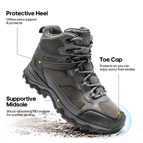 Men's Waterproof Hiking Boots - DARK GREY - 5