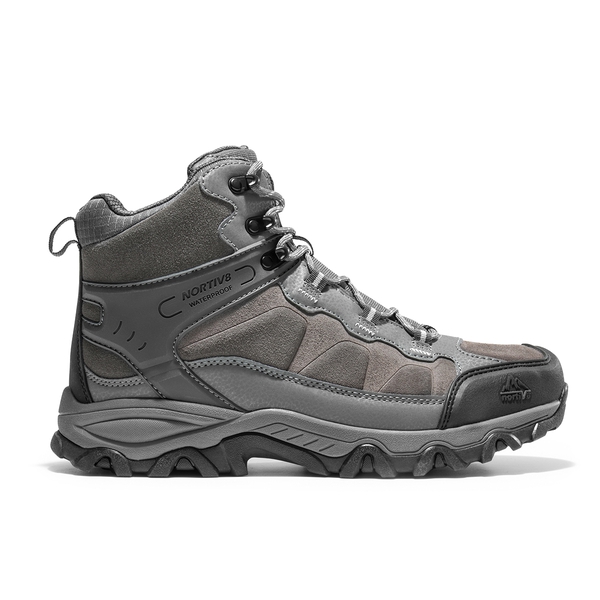 Men's Wide Suede Waterproof Hiking Boots【Wide Fit】 - DARK GREY - 2