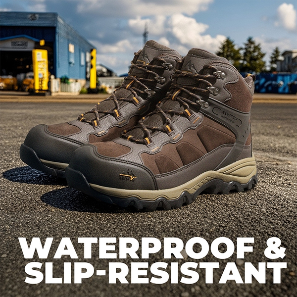 [Paladin-Steel] Men's Non-Slip Steel-Toe Work Boots - BROWN-SUEDE - 7