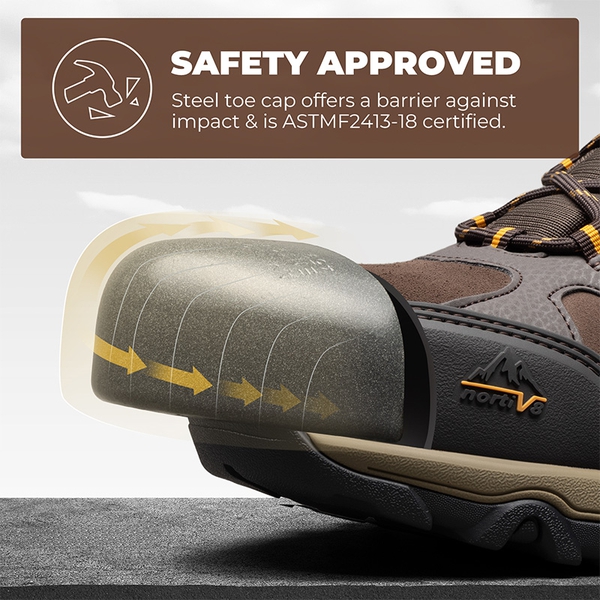 [Paladin-Steel] Men's Non-Slip Steel-Toe Work Boots - BROWN-SUEDE - 3