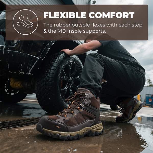 [Paladin-Steel] Men's Non-Slip Steel-Toe Work Boots - BROWN-SUEDE - 5