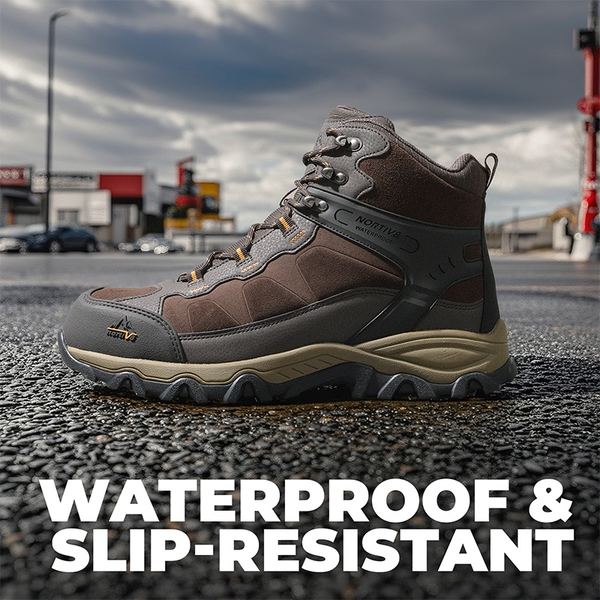 [Paladin-Steel] Men's Non-Slip Steel-Toe Work Boots - BROWN-SUEDE - 8