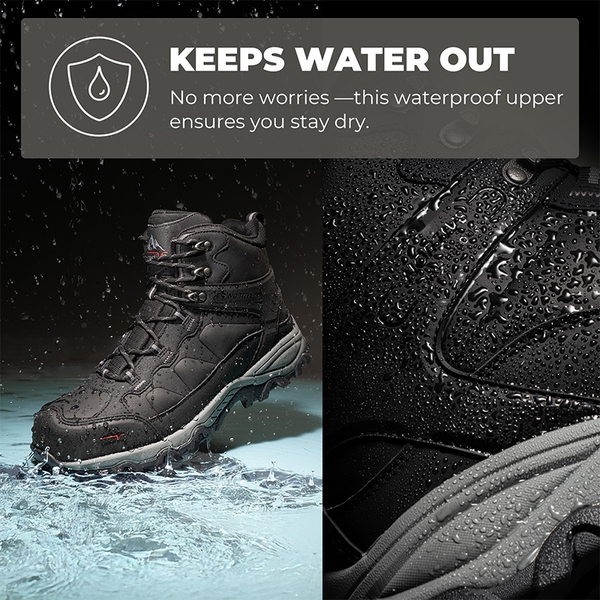 [Paladin-Steel] Men's Non-Slip Steel-Toe Work Boots - BLACK-LEATHER - 4