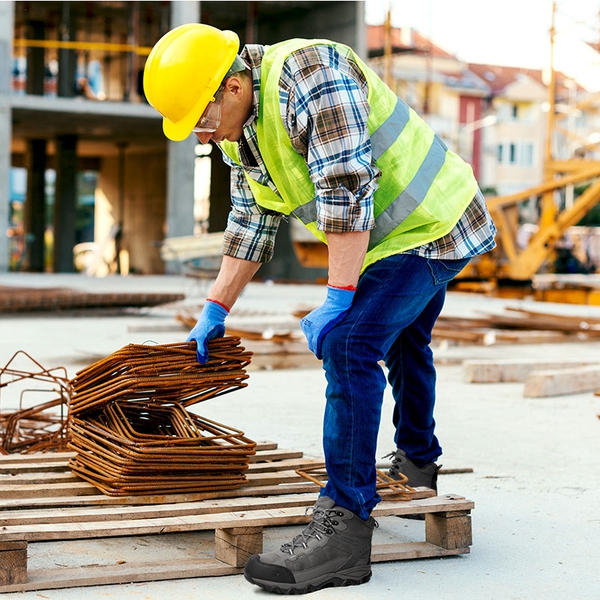 [Paladin-Steel] Men's Non-Slip Steel-Toe Work Boots - DARK GREY - 4