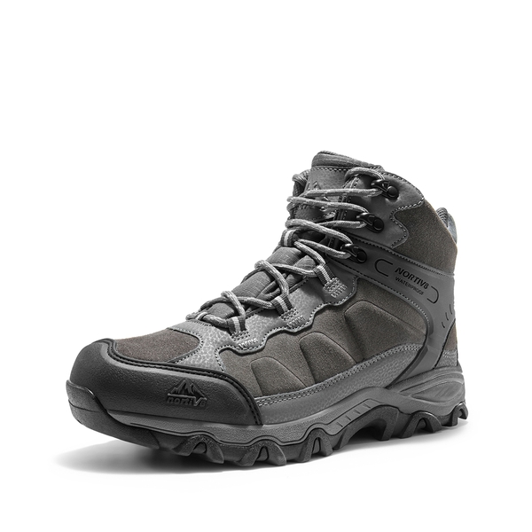 Men's Wide Suede Waterproof Hiking Boots【Wide Fit】 - DARK GREY -  0