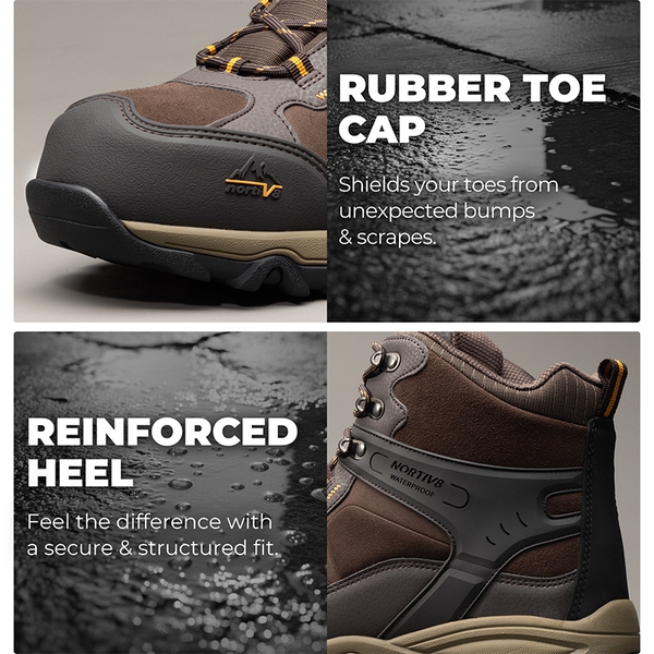 [Paladin-Steel] Men's Non-Slip Steel-Toe Work Boots - BROWN-SUEDE - 2