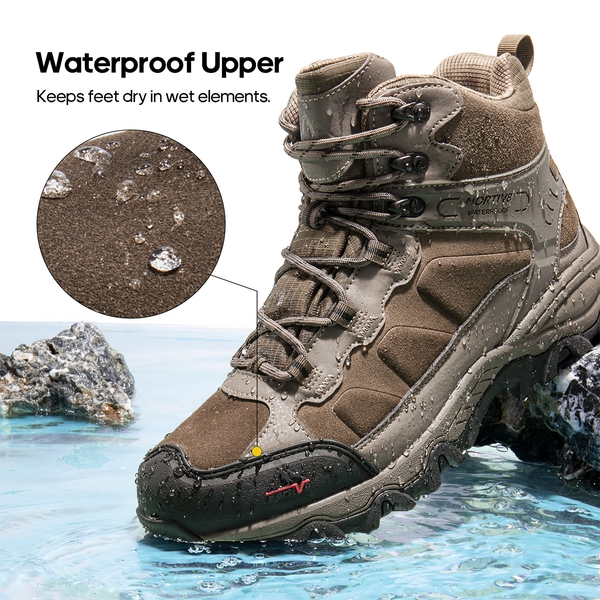 Men's Wide Suede Waterproof Hiking Boots【Wide Fit】 - COFFEE - 6